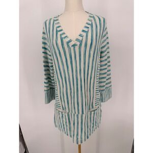 Soft Surroundings Striped V Neck‎ Tunic Sweater Top Size M